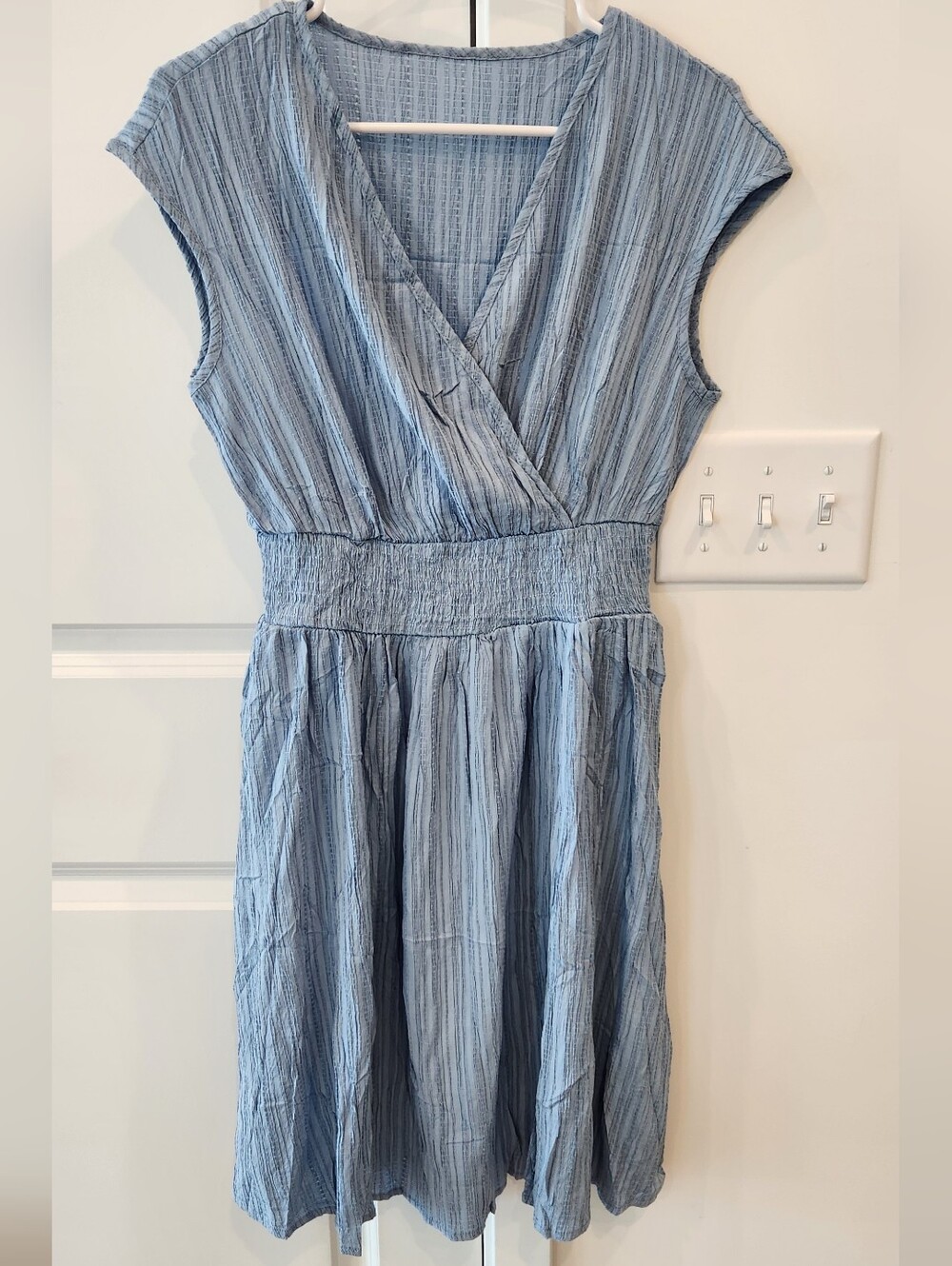 Light Blue Wrap-Style Women’s Dress